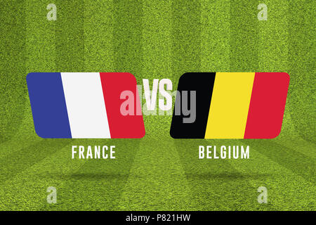 Belgium versus France soccer semi final match. 3D Rendering Stock Photo