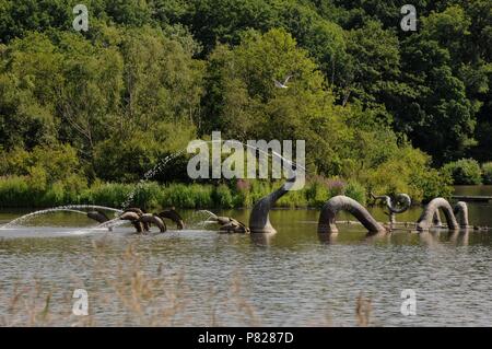 The Water Beast at Llandrindod Wells Lake, Llandrindod Wells, Powys Stock Photo