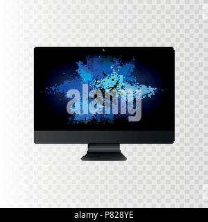 Desktop computer flat icon. Realistic vector illustration Stock Vector ...