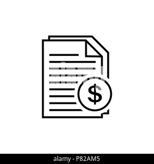 Invoice line icon in flat style. Stock Vector