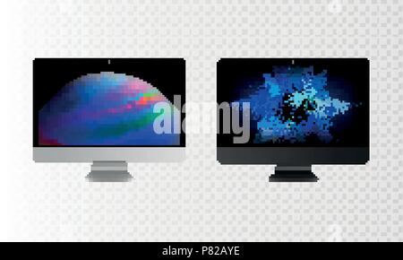 Flat Screen Desktop Computer Set Stock Vector Image & Art - Alamy