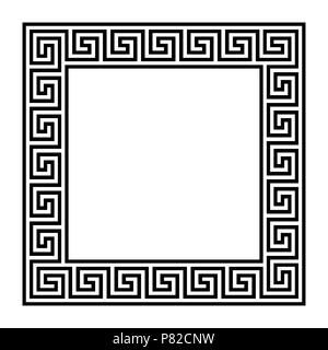 Square frame with seamless meander pattern. Meandros, a decorative border, constructed from continuous lines, shaped into a repeated motif. Greek fret Stock Photo