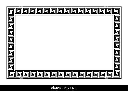 Rectangle frame with seamless meander pattern. Meandros, a decorative border, constructed from continuous lines, shaped into a repeated motif. Stock Photo