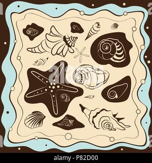 sea shells background, vector illustration Stock Vector