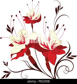 Flower fuchsia on white Stock Vector