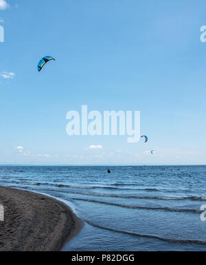 Wind surfers at Au Sable Point on Lake Champlain Stock Photo