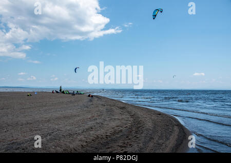 Wind surfers at Au Sable Point on Lake Champlain Stock Photo