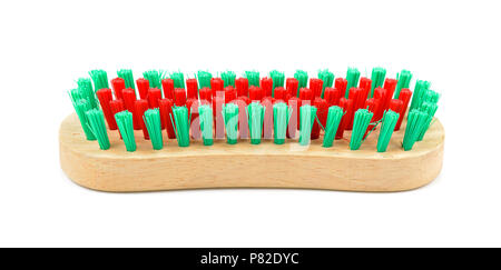 Wire brush with wooden handle on white background Stock Photo