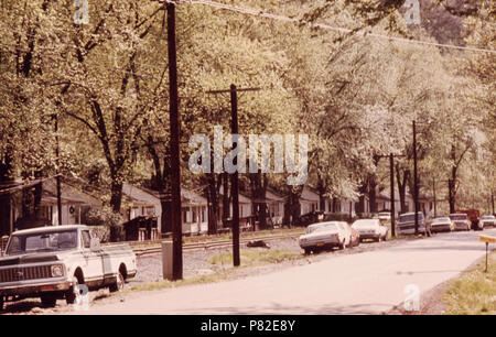 Main Street of Dehue, West Virginia, a Youngstown Steel Corporation Company Town near Logan April 1974 Stock Photo