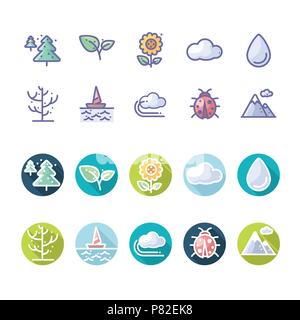 Weather Nature icon with long shadow in vector format Stock Vector