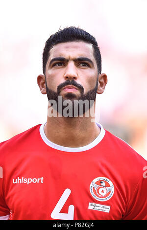 MOSCOW, RUSSIA - JUNE 23: Yassine Meriah of Tunisia during the 2018 FIFA World Cup Russia group G match between Belgium and Tunisia at Spartak Stadium on June 23, 2018 in Moscow, Russia. (Photo by Lukasz Laskowski/PressFocus/MB Media) Stock Photo