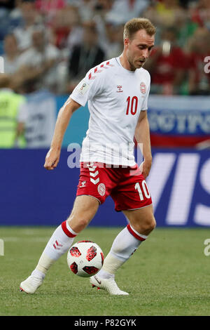 NIZHNY NOVGOROD, RUSSIA - JULY 1: Christian Eriksen of Denmark national team during the 2018 FIFA World Cup Russia Round of 16 match between Croatia and Denmark at Nizhny Novgorod Stadium on July 1, 2018 in Nizhny Novgorod, Russia. MB Media Stock Photo