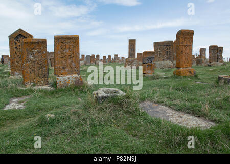 Armenia. The Noratus cemetery with many khachkars Stock Photo