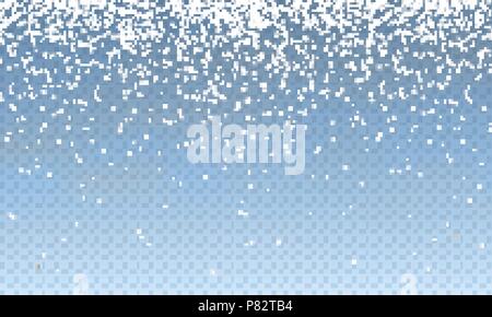 Stock vector illustration falling snow, many small snowflakes Isolated on a transparent checkered background. Snowfall, snowflakes, blizzard, snowstorm. EPS10 Stock Vector