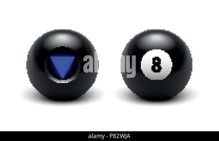 Vector illustration Magic 8 ball set. Eight. Isolated on a transparent checkered background. EPS 10 Stock Vector