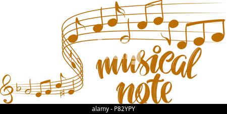 musical notes icon, love music, calligraphy text hand drawn vector illustration sketch Stock Vector