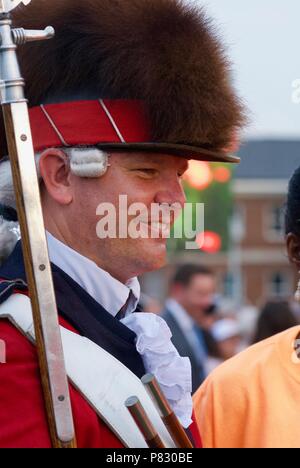 Fort Myer, Virginia, USA - June 13, 2018: Drum Major SFC Mark Metrinko of the U.S. Army Old Guard Fife and Drum Corps smiles after a Twilight Tattoo. Stock Photo