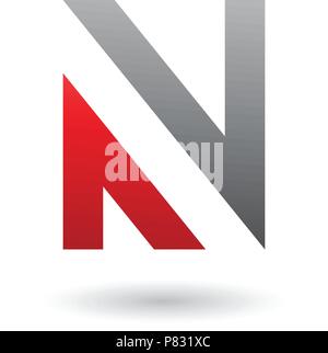 Vector Illustration of Black and Red V Shaped Icon for Letter N isolated on a White Background Stock Vector