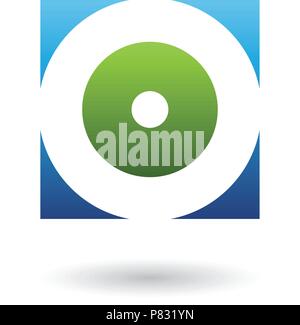 Vector Illustration of Blue and Green Square Icon of a Thick Letter O isolated on a White Background Stock Vector