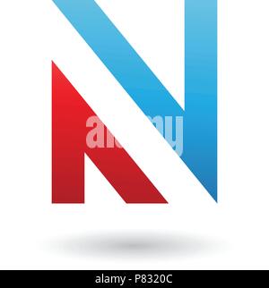Vector Illustration of Blue and Red V Shaped Icon for Letter N isolated on a White Background Stock Vector