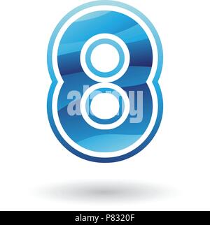 Vector Illustration of a Blue Round Icon for Number 8 isolated on a White Background Stock Vector