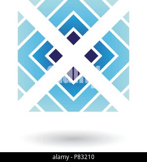 Vector Illustration of Blue Letter X Icon with Square and Triangles isolated on a White Background Stock Vector