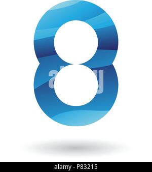 Vector Illustration of a Blue Round Icon for Number 8 isolated on a White Background Stock Vector