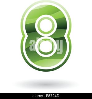 Vector Illustration of a Green Round Icon for Number 8 isolated on a White Background Stock Vector