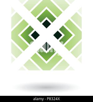 Vector Illustration of Green Letter X Icon with Square and Triangles isolated on a White Background Stock Vector