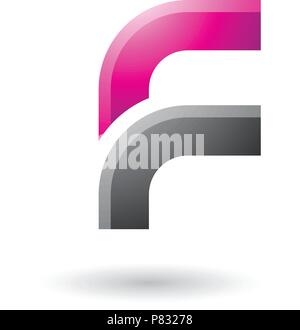 Vector Illustration of a Magenta and Black Letter F with Round Corners isolated on a White Background Stock Vector