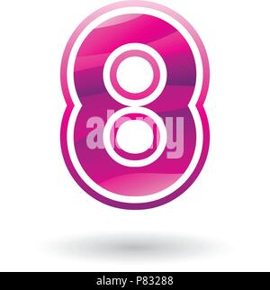 Vector Illustration of a Magenta Round Icon for Number 8 isolated on a White Background Stock Vector