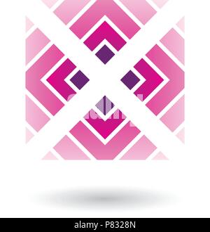 Vector Illustration of Magenta Letter X Icon with Square and Triangles isolated on a White Background Stock Vector