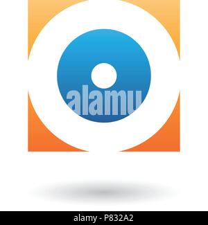 Vector Illustration of Orange and Blue Square Icon of a Thick Letter O isolated on a White Background Stock Vector