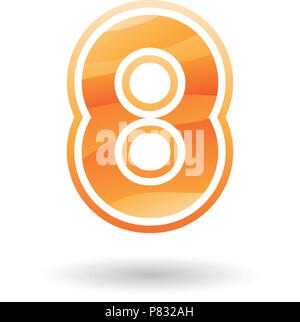 Vector Illustration of an Orange Round Icon for Number 8 isolated on a White Background Stock Vector