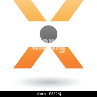 Vector Illustration of a Orange Icon of Letter X with a Circle isolated on a White Background Stock Vector
