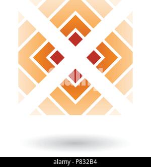 Vector Illustration of Orange Letter X Icon with Square and Triangles isolated on a White Background Stock Vector