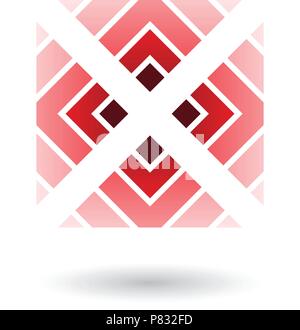 Vector Illustration of Red Letter X Icon with Square and Triangles isolated on a White Background Stock Vector