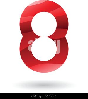 Vector Illustration of a Red Round Icon for Number 8 isolated on a White Background Stock Vector