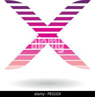 Vector Illustration of a Rounded Striped Magenta Icon for Letter X Stock Vector