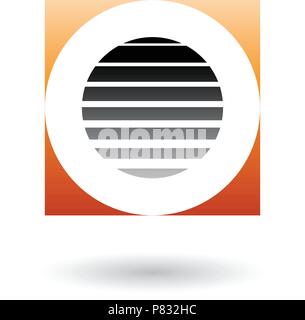 Vector Illustration of a Striped Square Orange and Black Icon for Letter O isolated on a White Background Stock Vector