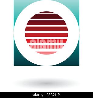 Vector Illustration of a Striped Square Red and Green Icon for Letter O isolated on a White Background Stock Vector