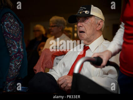 Mass. (Dec. 7, 2016) Pearl Harbor Survivor Hospital Corpsman 1/c William “Bill” J. Keith participates in a ceremony commemorating his service and the 75th anniversary of the attacks on Pearl Harbor. Sailors from U.S. Naval War College, Naval Health Clinic New England, USS Constitution, and Naval Academy Preparatory School joined Keith for the ceremony and presented mementos for his service and sacrifice to country and the U.S. Navy. Stock Photo