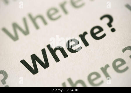word where printed on white paper macro Stock Photo