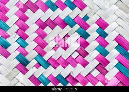 diagonally woven colourful bamboo stripes for background texture Stock Photo