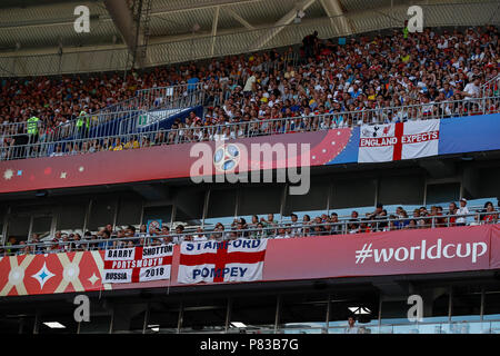Samara, Russia. 7th July, 2018. England fans during the 2018 FIFA World Cup Quarter Final match between Sweden and England at Samara Arena on July 7th 2018 in Samara, Russia. (Photo by Daniel Chesterton/phcimages.com) Credit: PHC Images/Alamy Live News Stock Photo