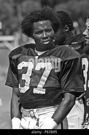 Oakland Raiders defensive back Lester Hayes, his hands covered with mud,  gets a towel in fourth quarter on Sunday, Dec. 28, 1980 in Oakland, after  scoring on an intercepted Ken Stabler pass to get Raiders a 27-7 AFC  Wildcard win over the Houston