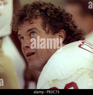 San Francisco 49ers guard Bruce Collie (L) and wide receiver Jerry Rice  during Super Bowl XXIV in New Orleans, Louisiana, January 28, 1990. The  49ers beat the Denver Broncos 55–10. (AP Photo/NewsBase