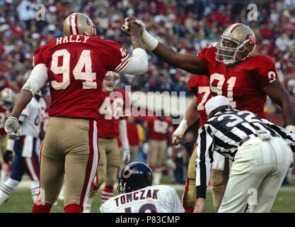 Dec 16, 2000; San Francisco, CA, USA; 49er receiver Jerry Rice salutes the  fans Dec. 16, 2000, after saying his goodbyes from a stage after their game  against the Chicago Bears in