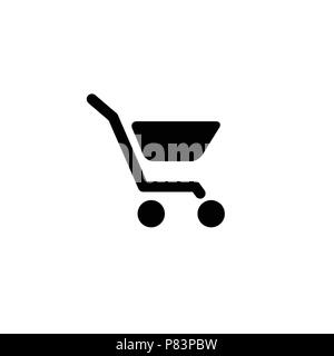 Shopping cart icon. Black and white vector illustration isolated on white background. No. 1 variant Stock Vector