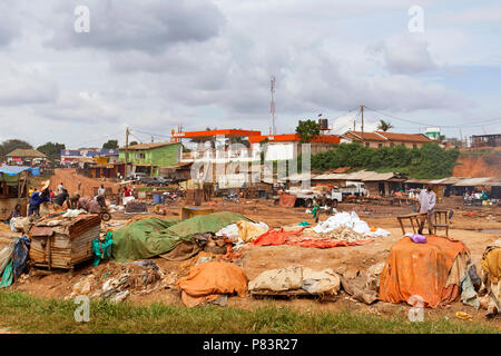 Fish Waste Processing site near Kampala, Uganda, East Africa Stock Photo
